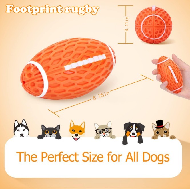 Squeky Rubber Football Toy For Aggressive Chewers - Companion Care