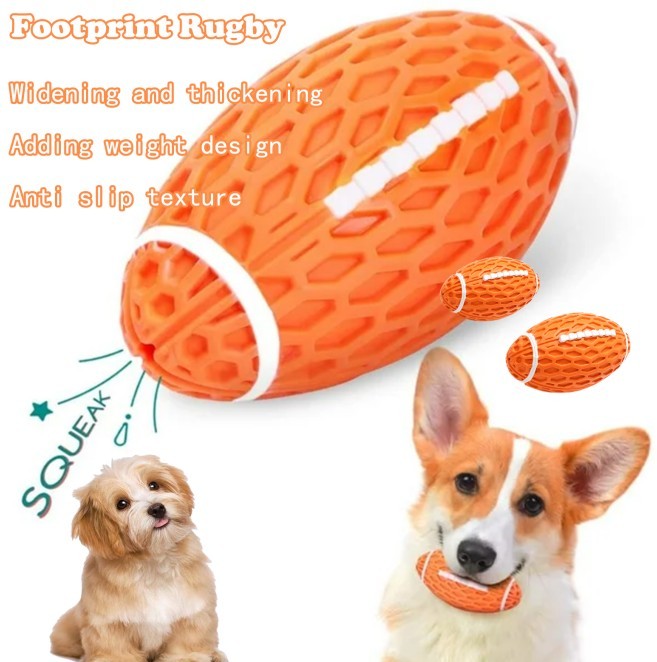Squeky Rubber Football Toy For Aggressive Chewers - Companion Care