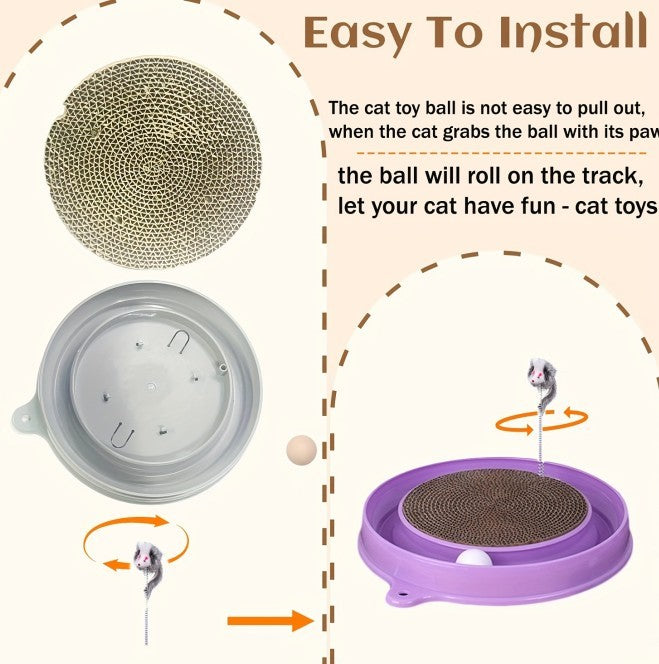 Multi-functional Cat Scratching Board With Ball Track - Companion Care